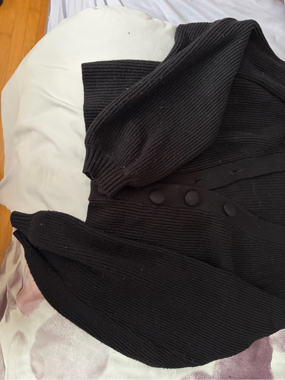 Zara Black Ribbed Button-Front Cardigan - Picture 4 of 4
